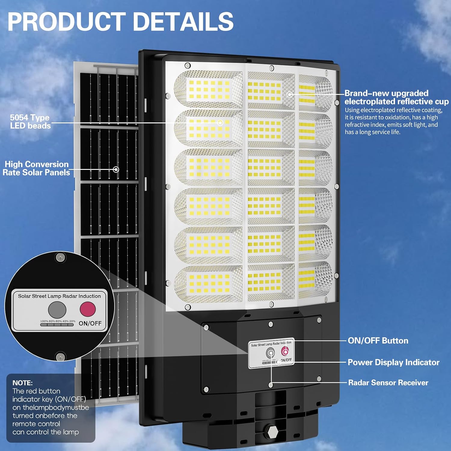 8000W Solar Street Light, Solar Street Lights Outdoor Waterproof IP67, Outdoor SolarLamp with Motion Sensor & Dusk to Dawn - Durable, Energy-Efficient SolarLighting for Garden, Yard, Driveway