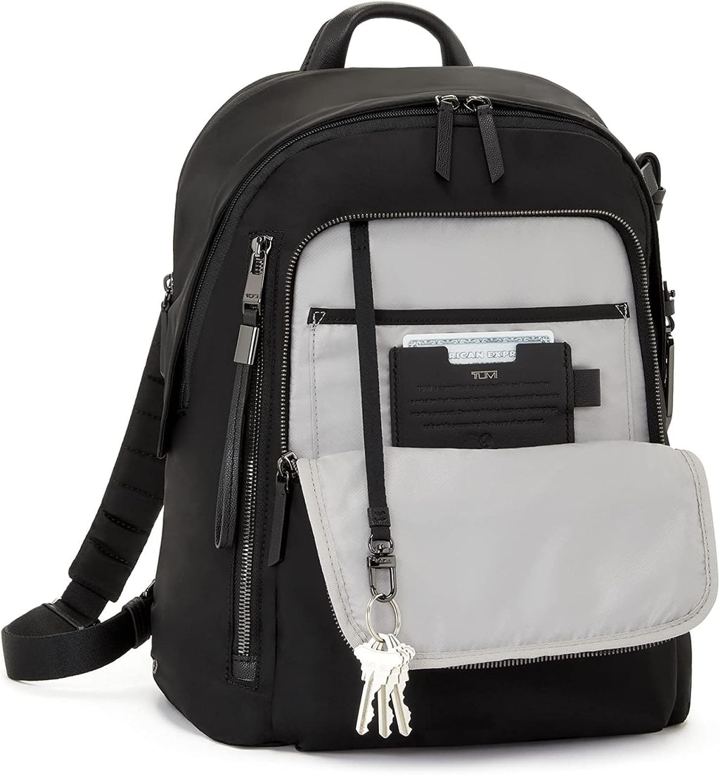 TUMI - Voyageur Halsey Backpack - Travel Backpack - For Business, Fashion, Commute - Holds Up to 14' Screens - Black & Gunmetal