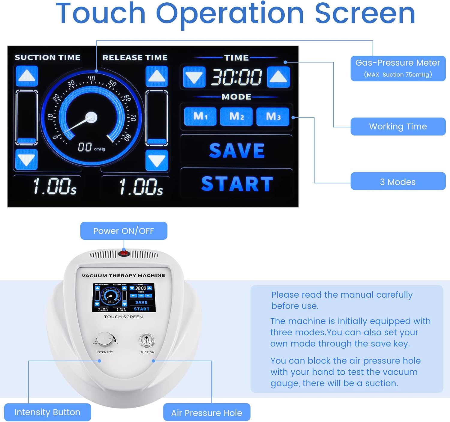 Beauty Star Vacuum Therapy Cupping Machine with 30 Cups and 3 Gua Sha Pumps for Body, Back, Face Massage Care Machine | Upgrade Touch Screen | Max Suction 75cmHg