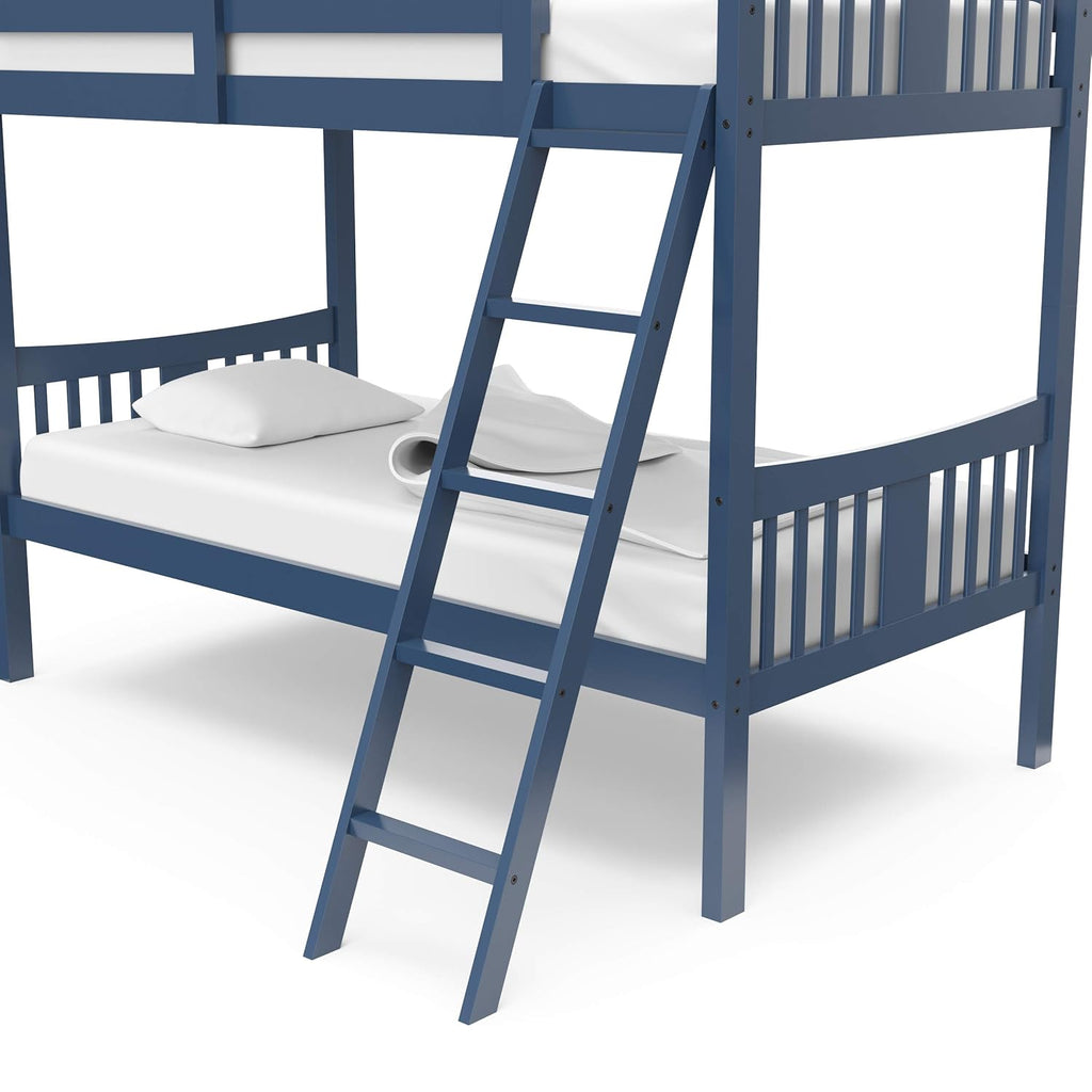 Storkcraft Caribou Bunk Bed Twin Over Twin Bunk Bed (Navy) - GREENGUARD Gold Certified, Twin Bunk Beds for Kids, Converts to 2 Individual Twin Beds, Bunk Beds for Kids
