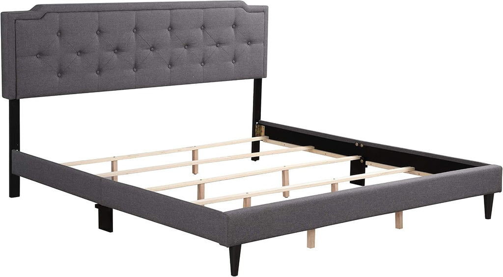 Glory Furniture Deb Fabric Upholstered King Bed in Gray