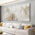 VAYIMDH Minimalist Wall Decor White with Gold Canvas Wall Art Grunge Posters Modern Abstract Paintings for Living Room Bedroom Dining Room 29'x 58'