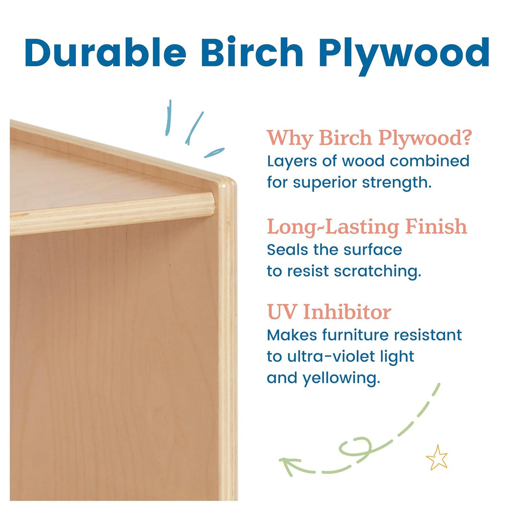 ECR4Kids Streamline 2-Shelf Single-Sided Storage Cabinet, 24in, Classroom Furniture, Natural