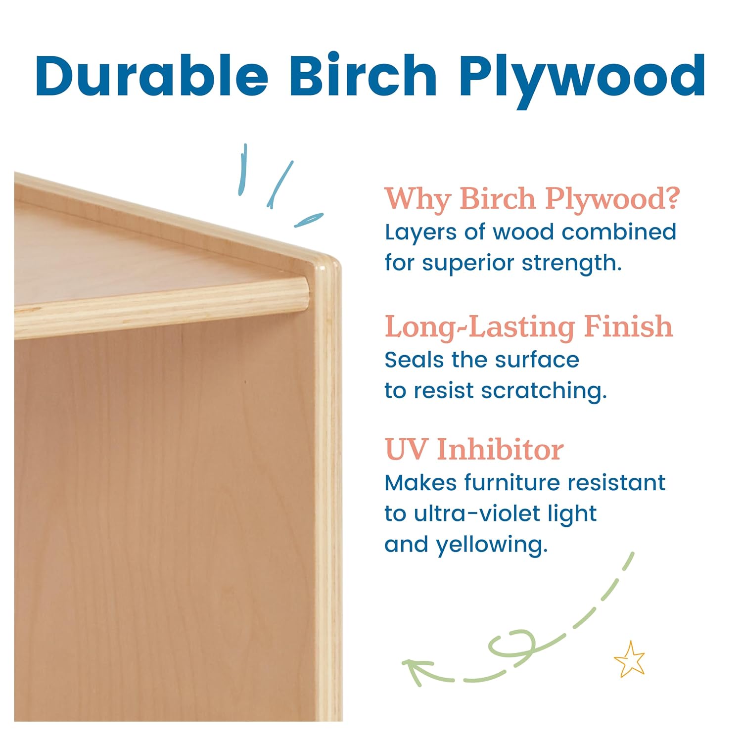 ECR4Kids Streamline 2-Shelf Single-Sided Storage Cabinet, 24in, Classroom Furniture, Natural