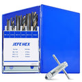 JEFE HEX 18pcs Metric Drill and Tap Set with 1 Piece T-Handle Ratchet Tap Wrench, Tap Range M2.5 * 0.45—M12*1.75, Black and Gold Premium HSS Jobber Length Drill Bits and Hand Plug Taps with Metal Box