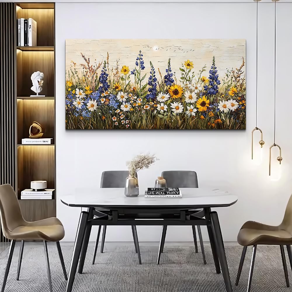 ERQINHUA Farmhouse Wall Decor For Living Room Large Canvas Wall Art For Bedroom Office Decorations Boho Wall Paintings Flowers Watercolour Pictures Printing Artwork Ready To Hang Home Decor 30'X60'