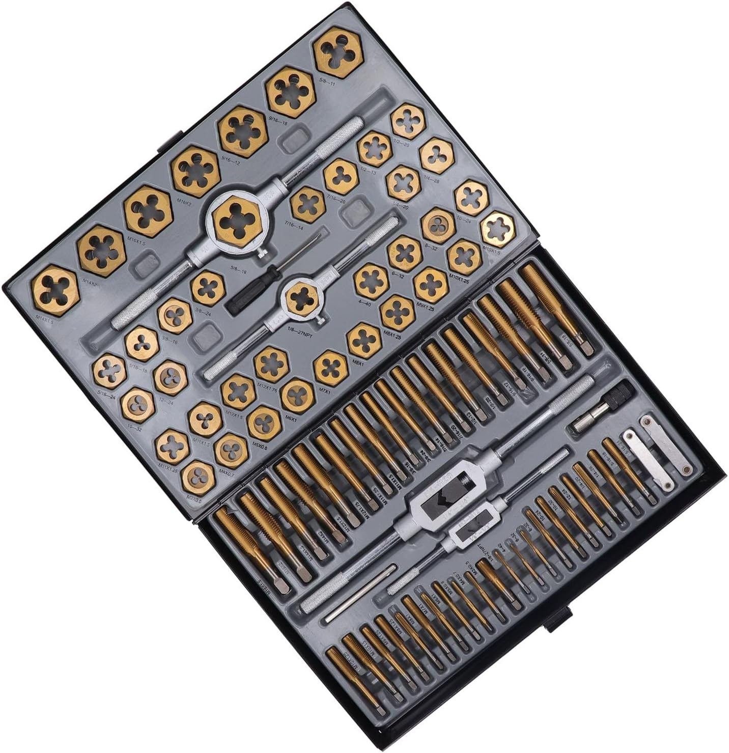 86 Piece Metric Tap and Die Set for Thread Repair M3 to M16 Cutting External Internal Threads Hand Tools Kit