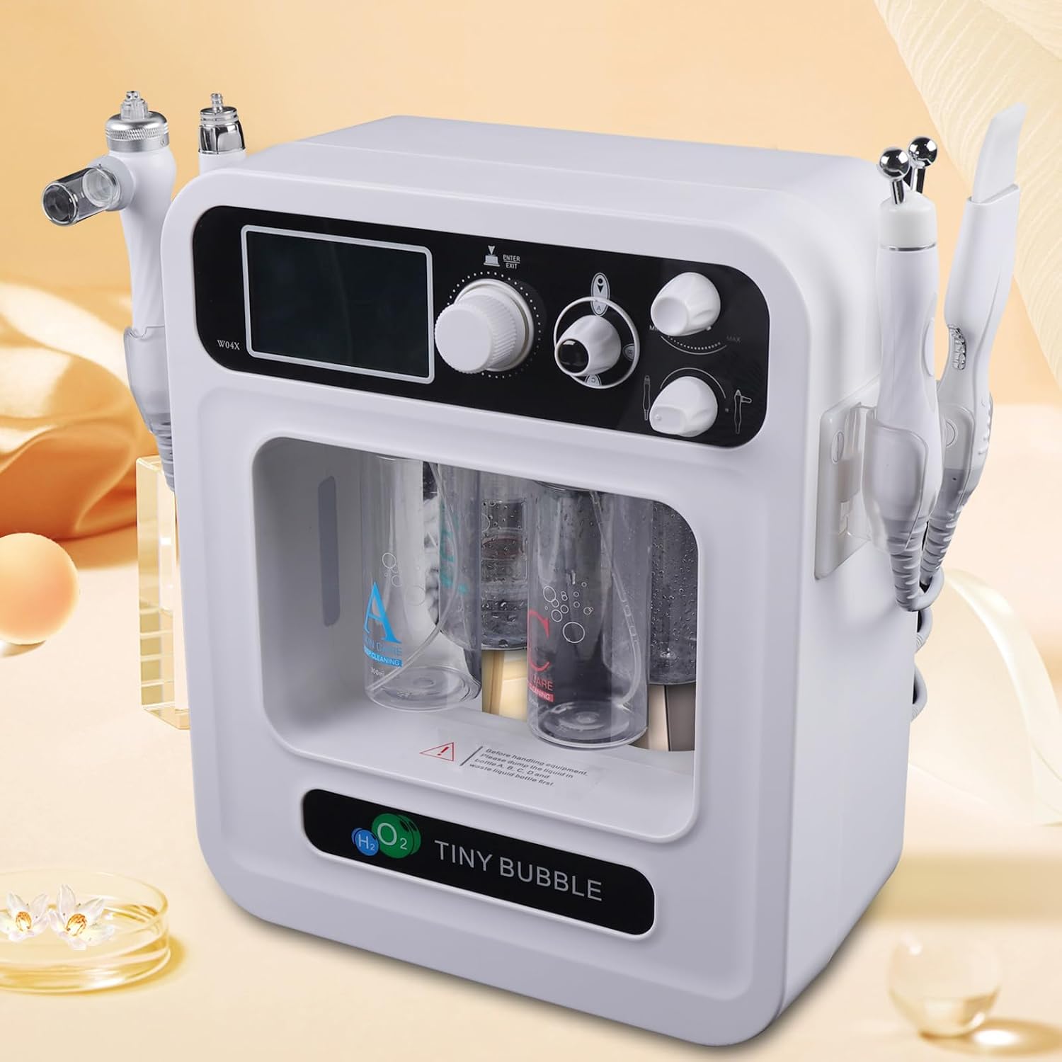 4in1 Hydra Hydro Facial Machine 300W, Water Dermabrasion Microdermabrasion Diamond Peeling Device, 110-220V Plastic Shell, Home Spa Beauty for Face, Hydration, Skin Radiance