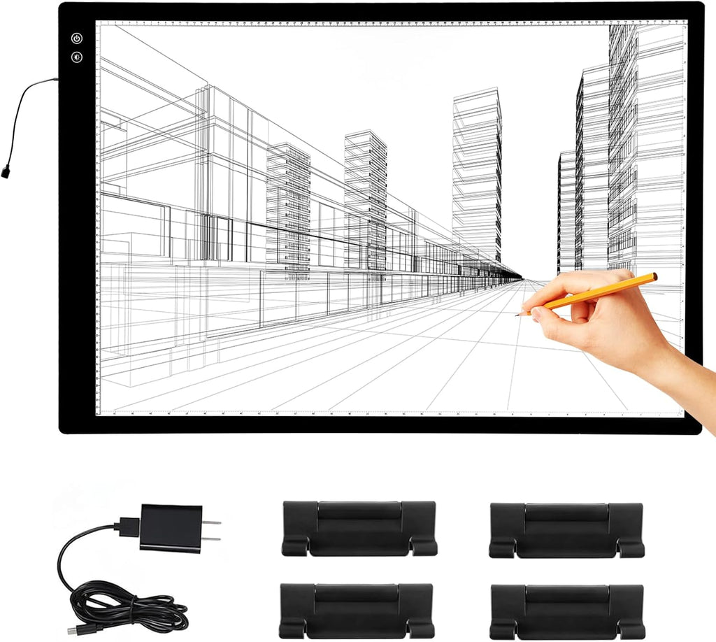 Rechargeable A1 Light Pad - Ultra-Thin Large Diamond Painting Light Board, 3 Colors 6 Levels Adjustable Brightness Tracing Light Box, Wireless Tracing Light Table for Weeding Vinyl Drawing