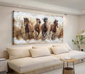 tigeridge Horses Canvas Wall Art - Brown Horse Pictures Animal Wall Decor Running Horses Painting Prints Artwork for Living Room Bedroom Home Office Wall Decorations 29' x 58'