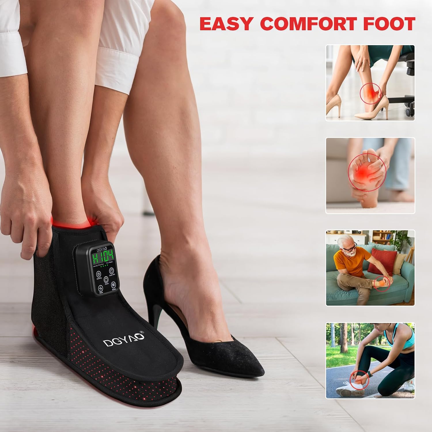 Red Light Therapy Wrap for Feet, Infrared Light Therapy for Ankle, 6000mAh Battery Portable Adjustable Cordless Red Light Pad for Foot Joint Muscle Comfort, 660nm & 850nm