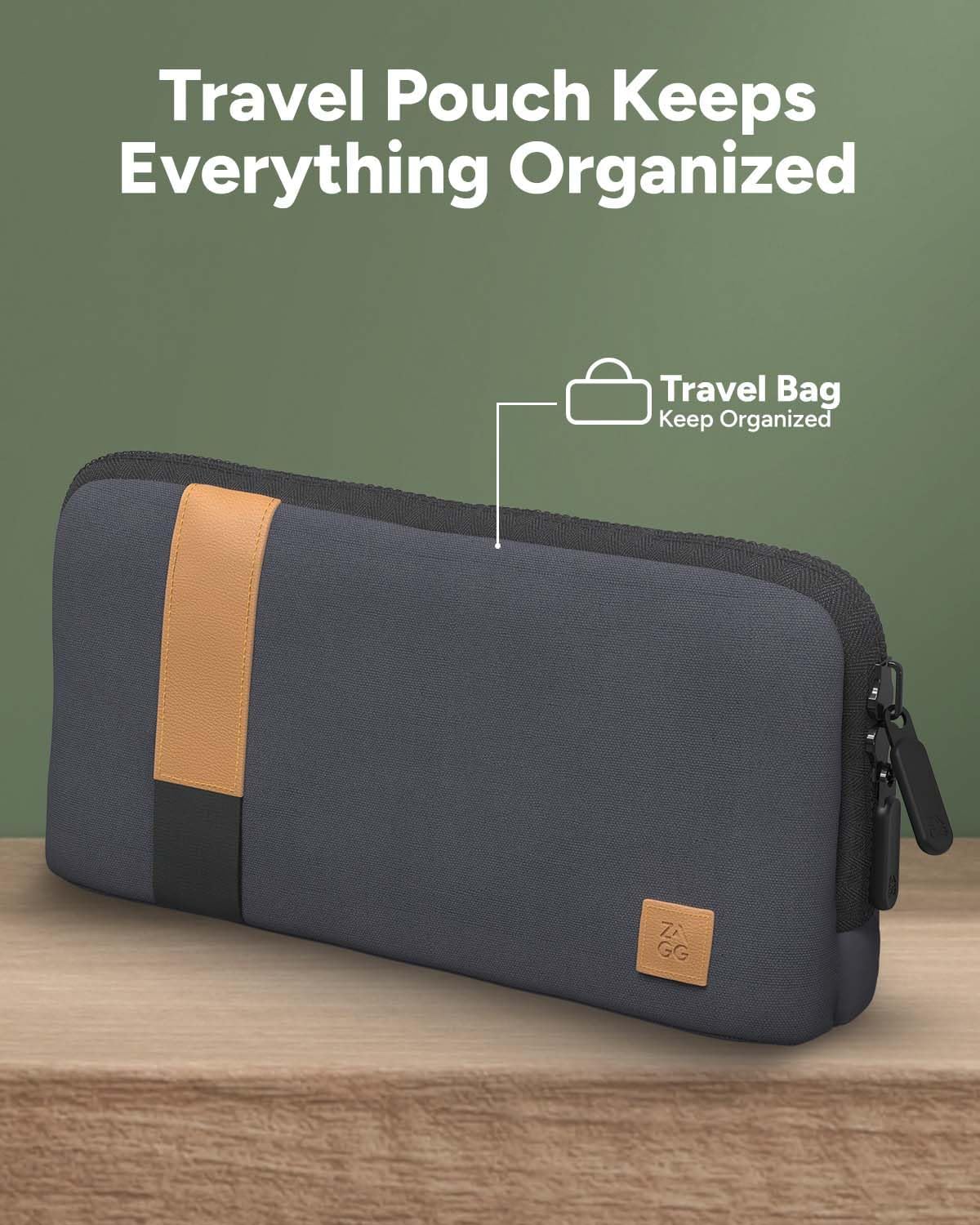 ZAGG Desktop Essentials Travel Kit for iPad, Tablets & Phones – Bluetooth Keyboard, Mouse, Qi Wireless Charger, HDMI & International Power Adapters in Compact Carrying Case