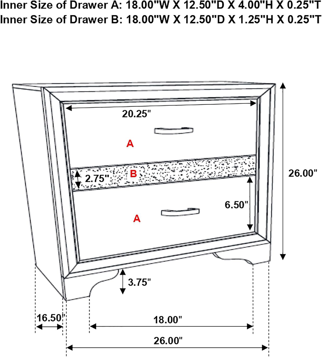 Coaster Home Furnishings Miranda 2-Drawer Bedroom Nightstand Modern Glam Wood Bedside Table Decorative Crystal Acrylic Trim Chrome Handles White 205112