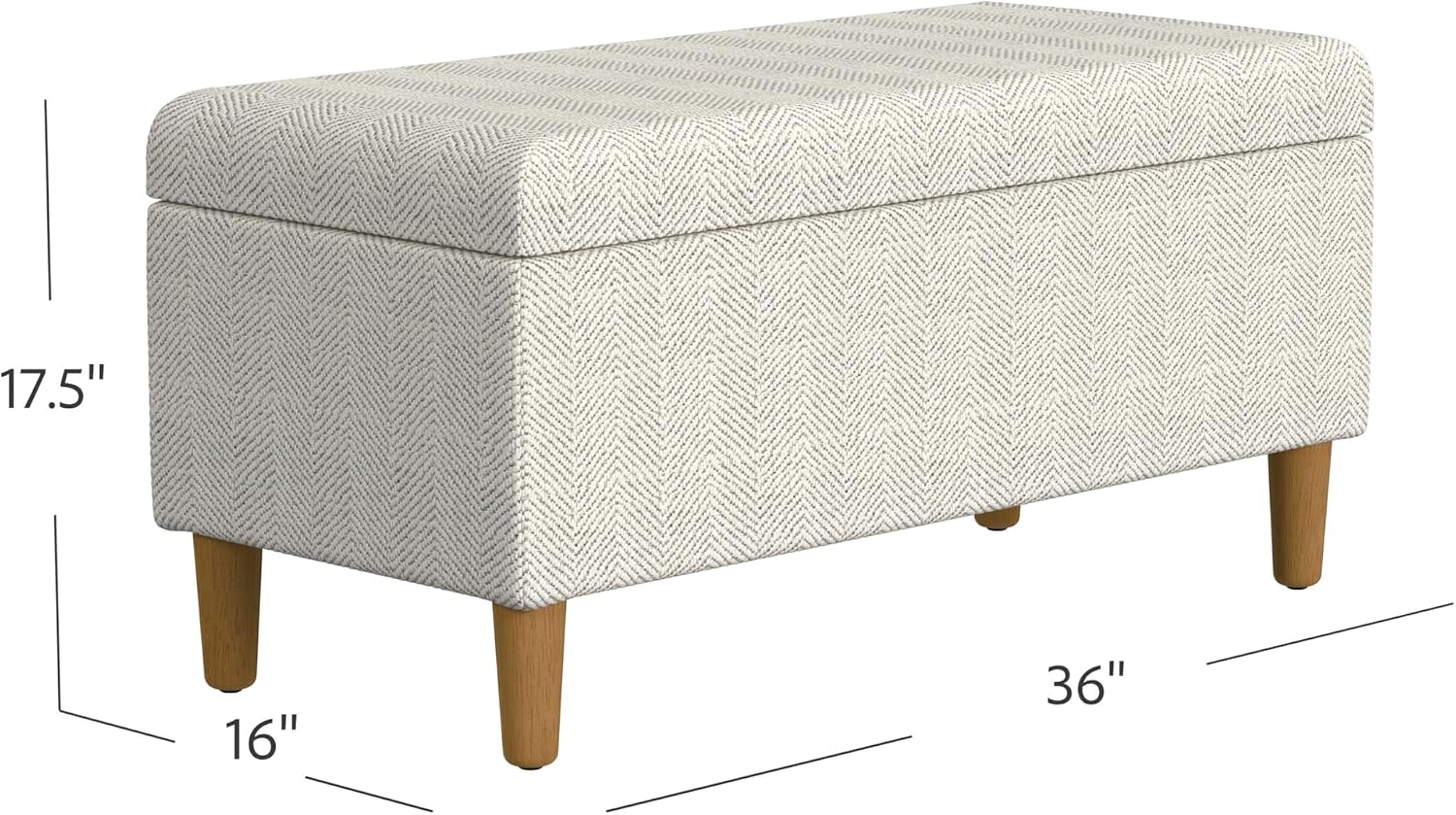 HomePop Malmo Decorative Storage Bench -Cream Chevron Woven