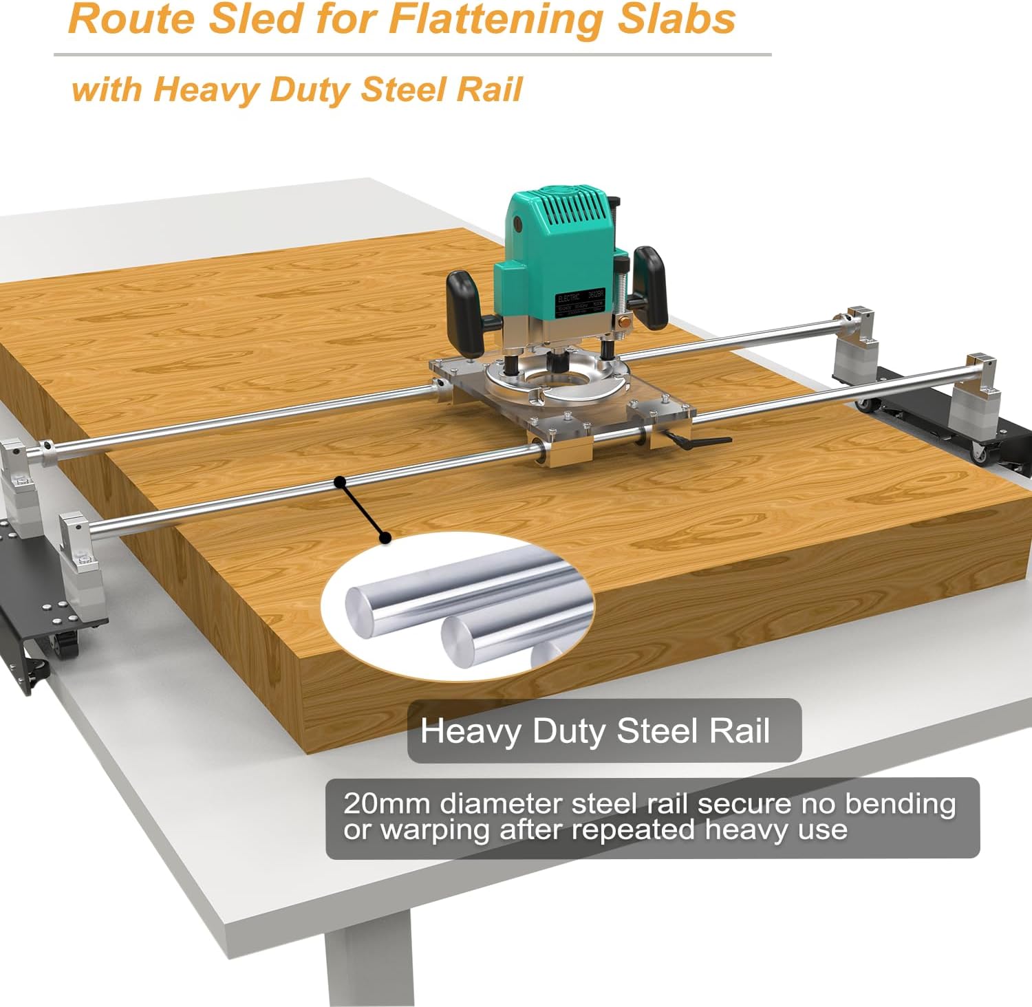 Router Sled, Slab Flattening Jig, DIY Woodworking Router Sled for Flattening Slabs with Height Adjustable (L-Carriages, Steel and Aluminum, 48 Inches)