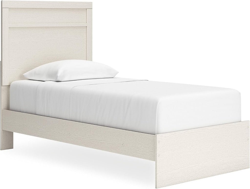 Signature Design by Ashley Stelsie Farmhouse Twin Panel Bed, Foundation or Box Spring Needed, White