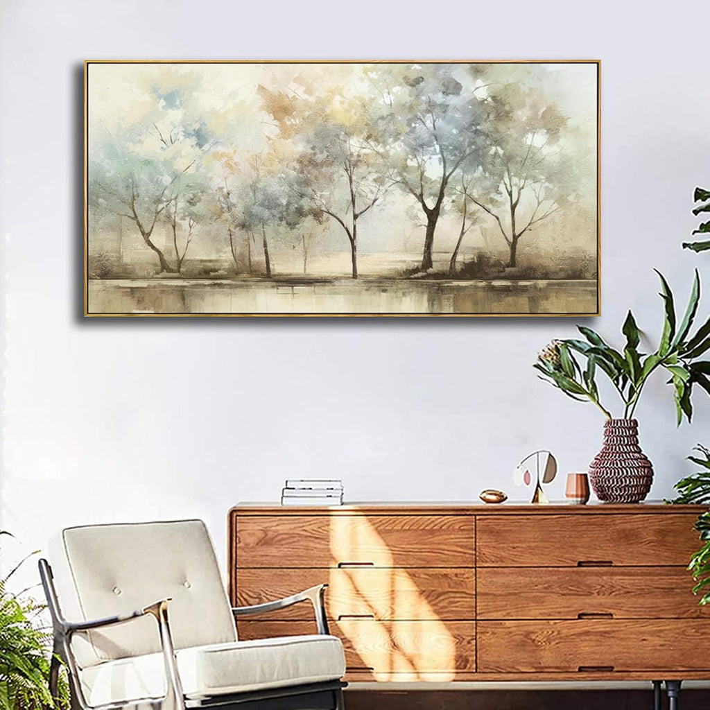 VHMING Abstract Wall Art Artwork Retro Trees Pictures Decor Canvas Painting Framed Ready to Hang Living Room Bedroom and Office Wall Decor 24x48 Inch
