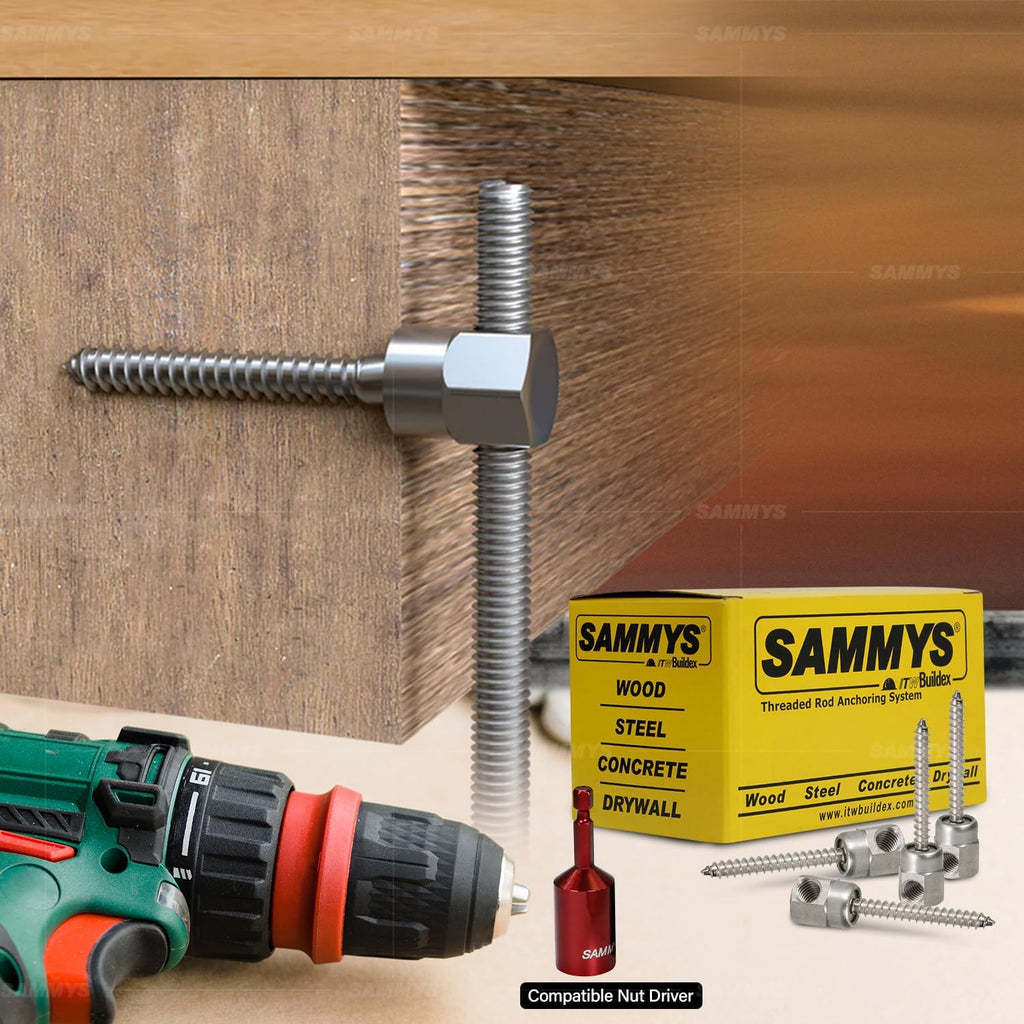Everflow Sammys 8021957-75 SWG 20 3/8 Inch Screw Sidewinder Designed for Wood, Rod Hanger, Installs Horizontally, Steel with Zinc Plated, Corrosion Resistance, 1/4 x 2 Inch Screw Length (Pack of 75)