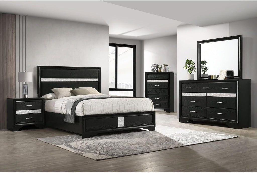 HomeStock French Fabulous 5-Piece Full Bedroom Set Black