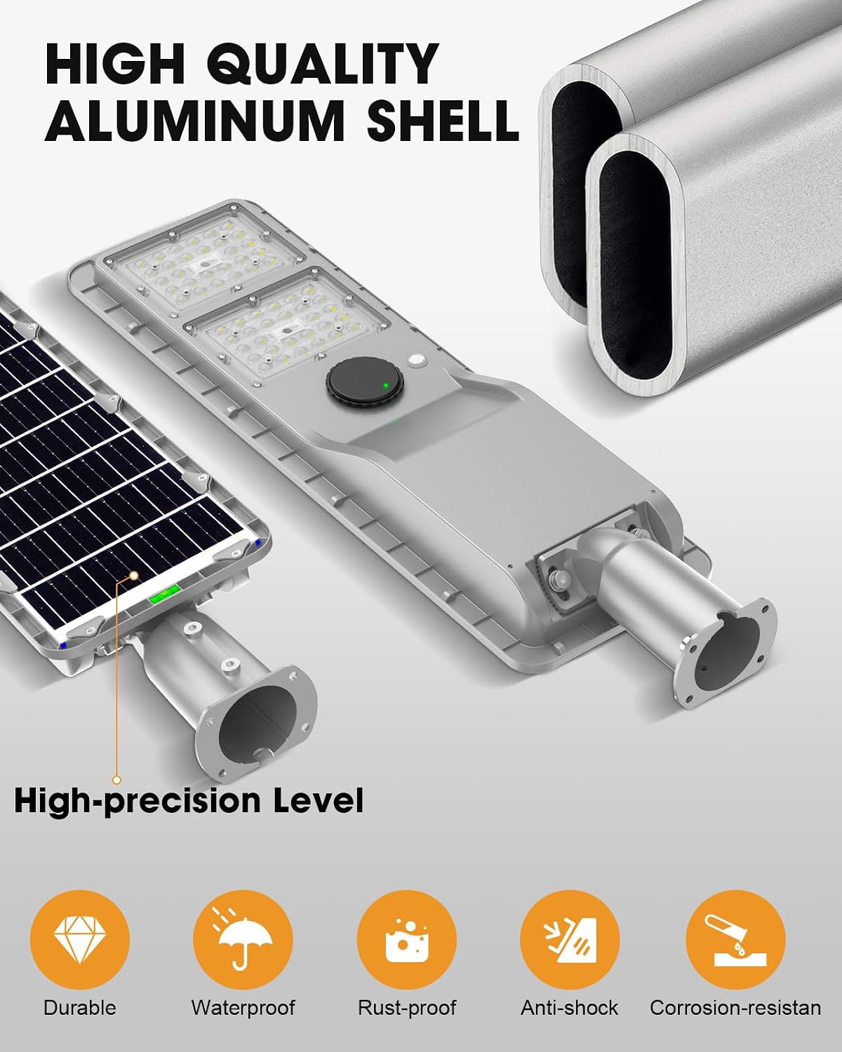 10000W Solar Street Lights Outdoor Waterproof - 3000 Sq.Ft Super Bright Motion Sensor Flood Light Dusk to Dawn & 40,000mAh LiFePO4 Battery, LED Security Lights for Parking Lot/Yard/Garage/Barn