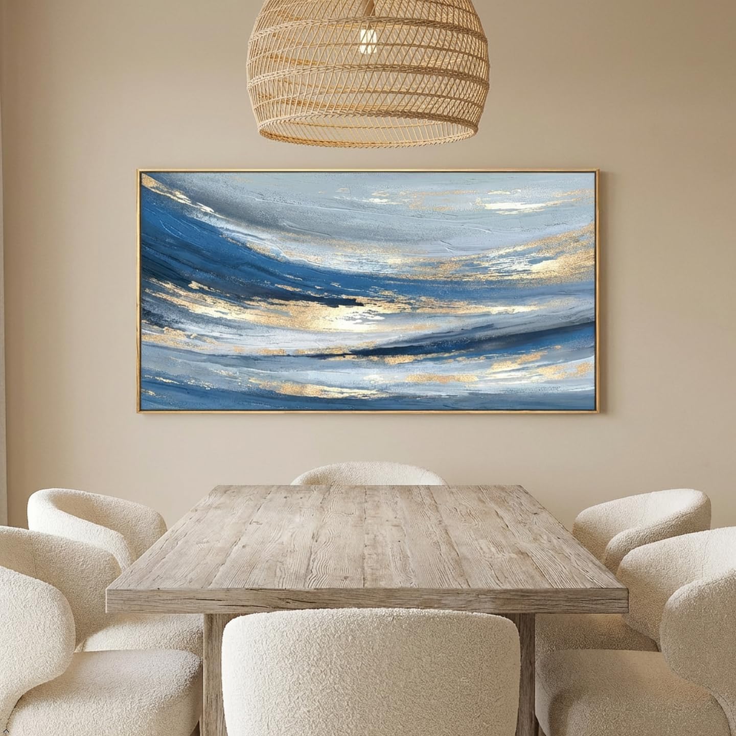 Abstract Wall Art Canvas Paintings Blue Fantasy Modern Large Framed Artwork Decor for Living Room Bedroom Office Painting Home Decor 30'x60'