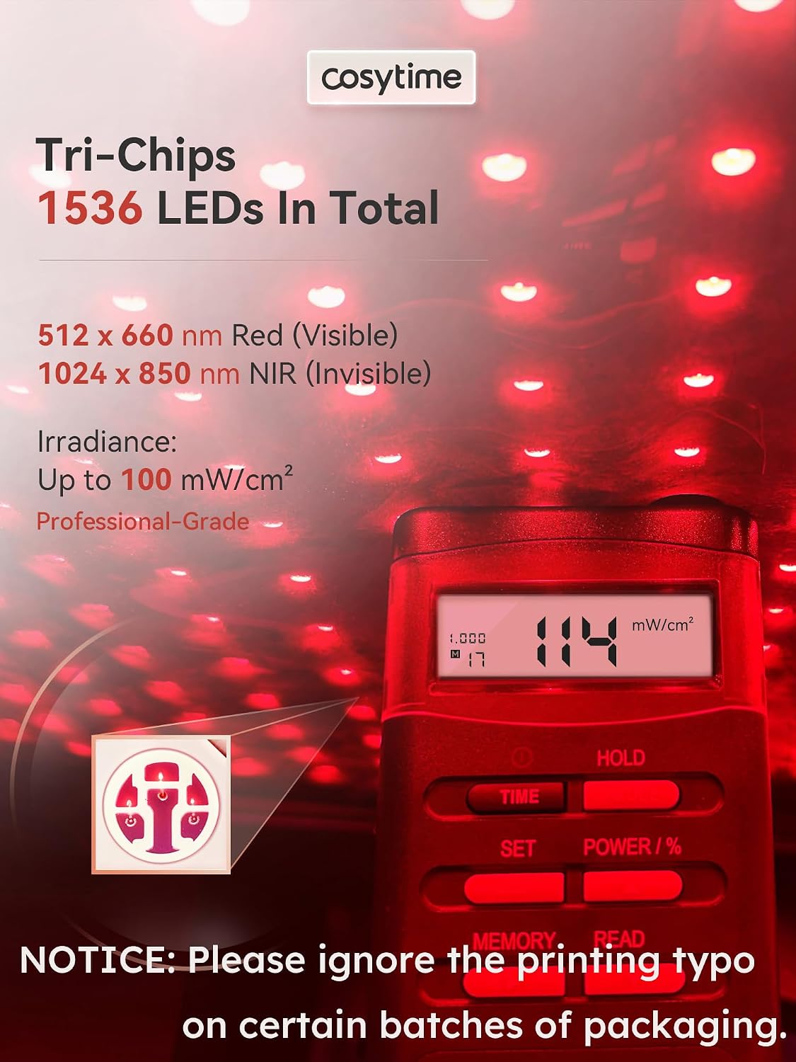 35' x 17' Red Light Therapy Mat for Body, Tri-Chip 1536 LEDs High-Density Matrix, 660nm Red & 850nm Near-Infrared