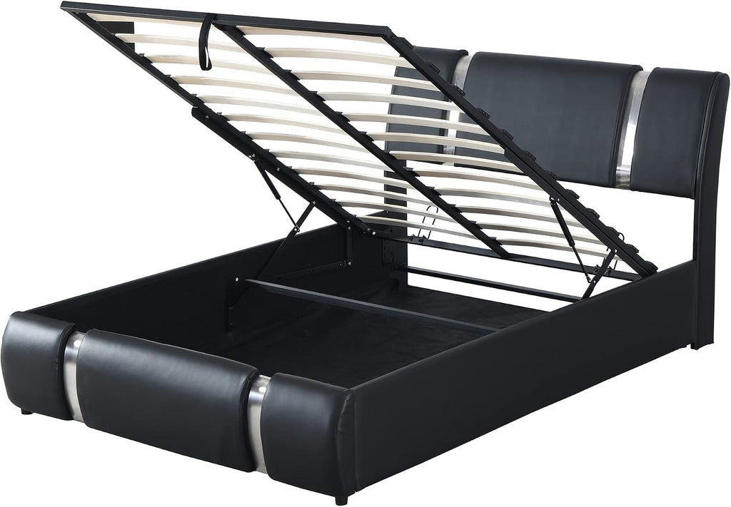 Queen Size Lift Up Storage Bed with Storage Ottoman, Queen Bed Frame with Tufted Headboard/Hydraulic Storage, 2-Pieces Queen Bedroom Sets, Easy Assembly, Pink(Black,Full)
