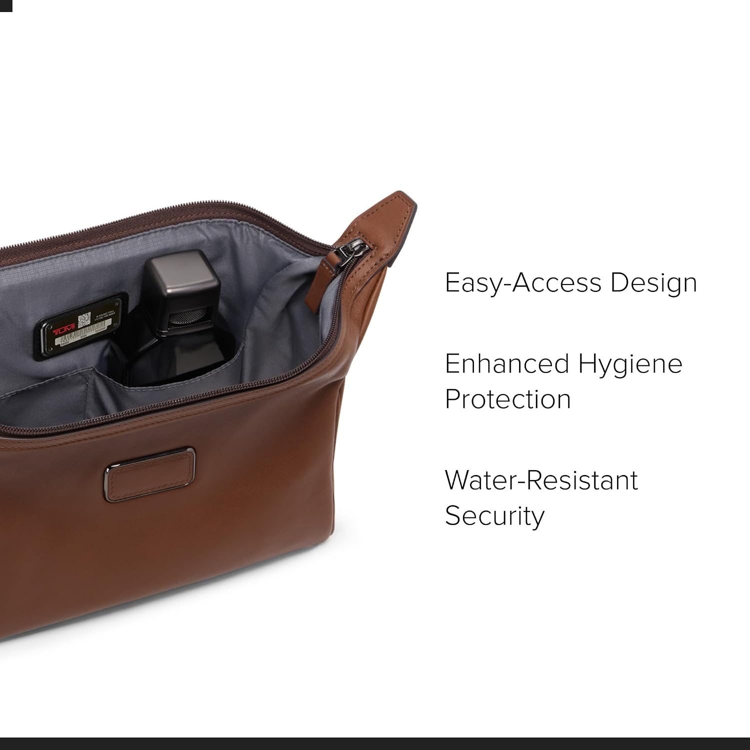 TUMI - Travel Accessories Dopp Kit - Men's Travel Essentials Framed Toiletry Bag - Cognac Leather