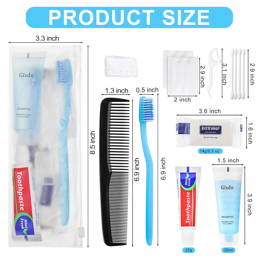 100 Kits Basic Toiletry Kits Homeless Personal Hygiene Kit Bulk Homeless Care Package Supplies Travel Toiletry Kit Homeless Hygiene Kit Bulk for Men Women Disposable Toiletry Kit(10-IN-1)
