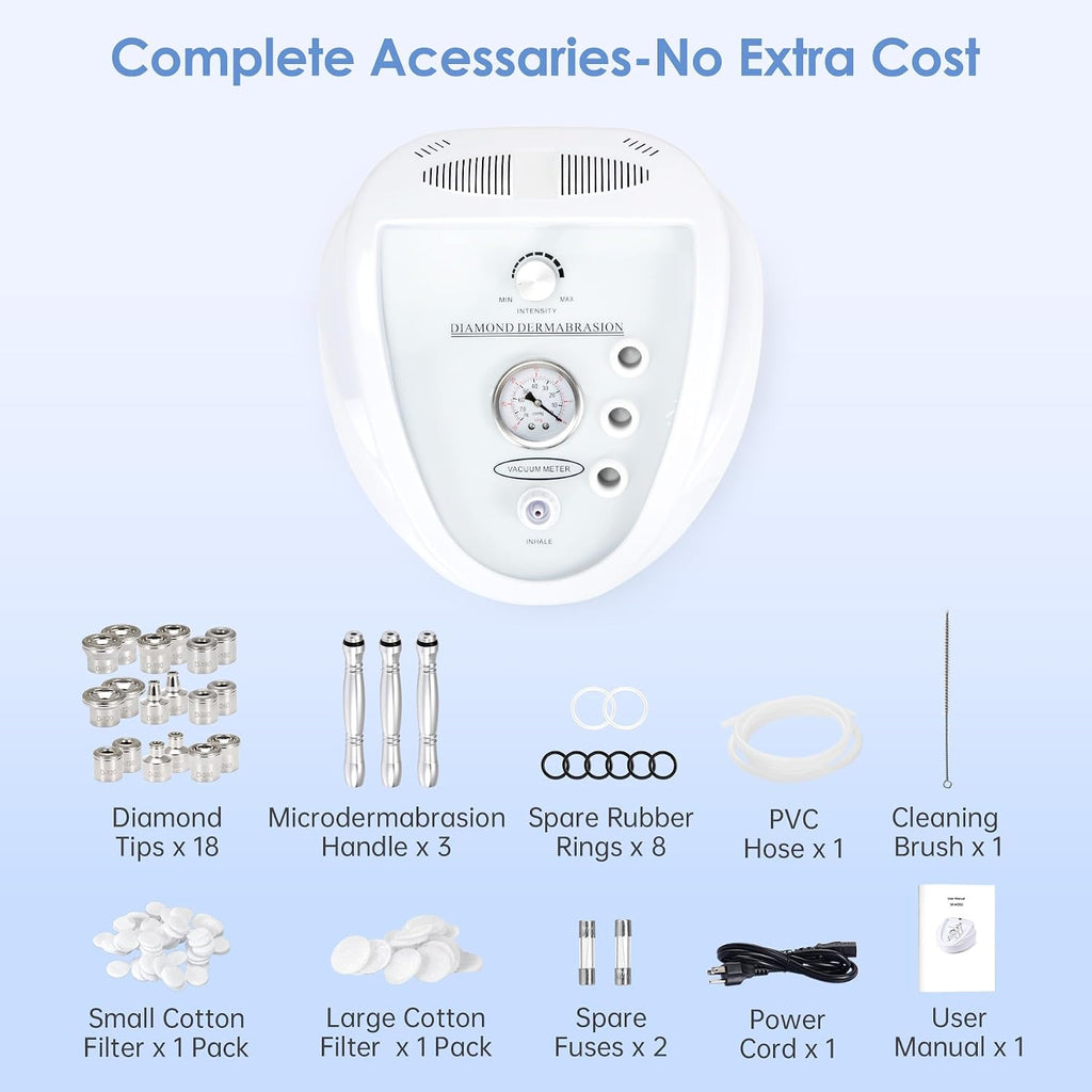 UNOISETION Diamond Microdermabrasion Machine Professional, Upgraded Adjustable 0-68cmHg Suction Power, Facial Dermabrasion for Exfoliation & Radiant Skin, Microdermabrasion Tool for Salon Skin Care