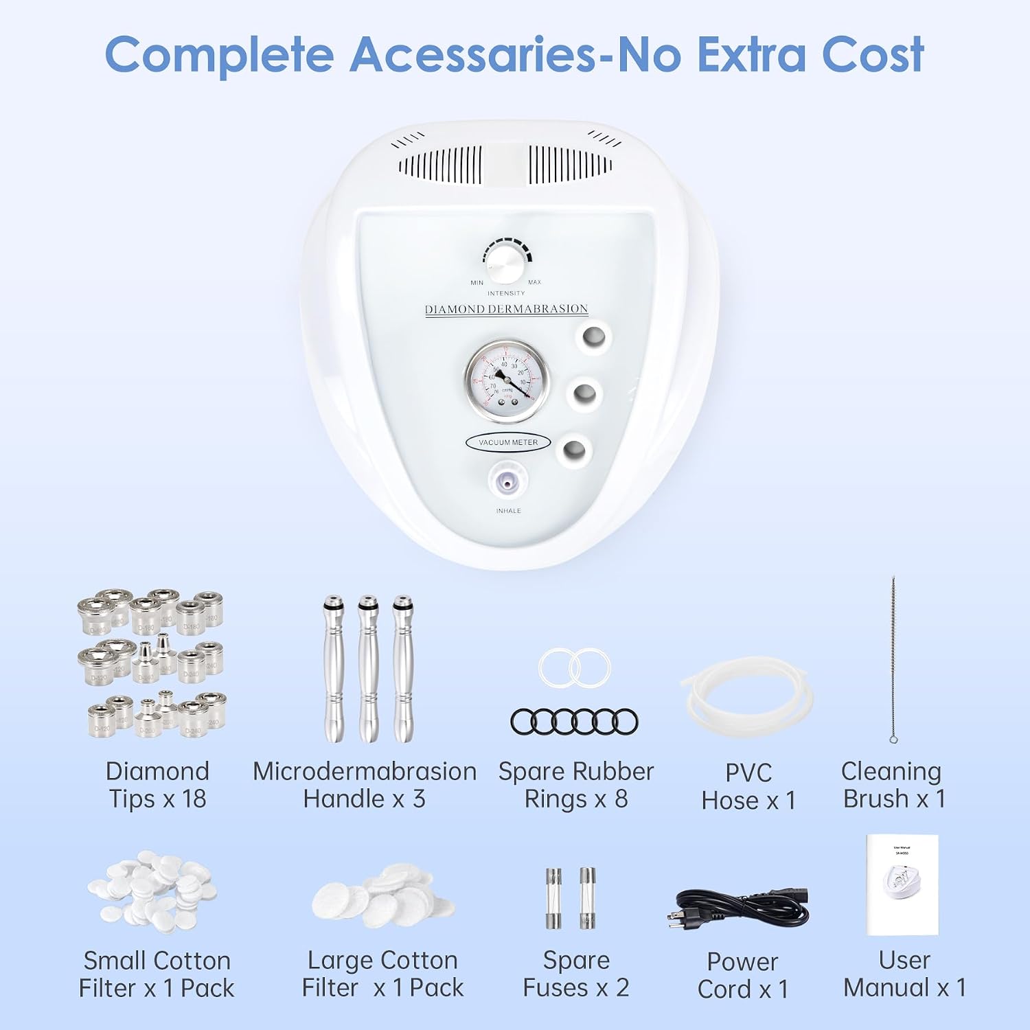 UNOISETION Diamond Microdermabrasion Machine Professional, Upgraded Adjustable 0-68cmHg Suction Power, Facial Dermabrasion for Exfoliation & Radiant Skin, Microdermabrasion Tool for Salon Skin Care