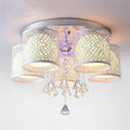 Chandelier, Round LED Crystal Ceiling Light Compatible with Living Room Bedroom Kitchen Indoor Lamp with Remote Controlled Luminaria Home Decoration