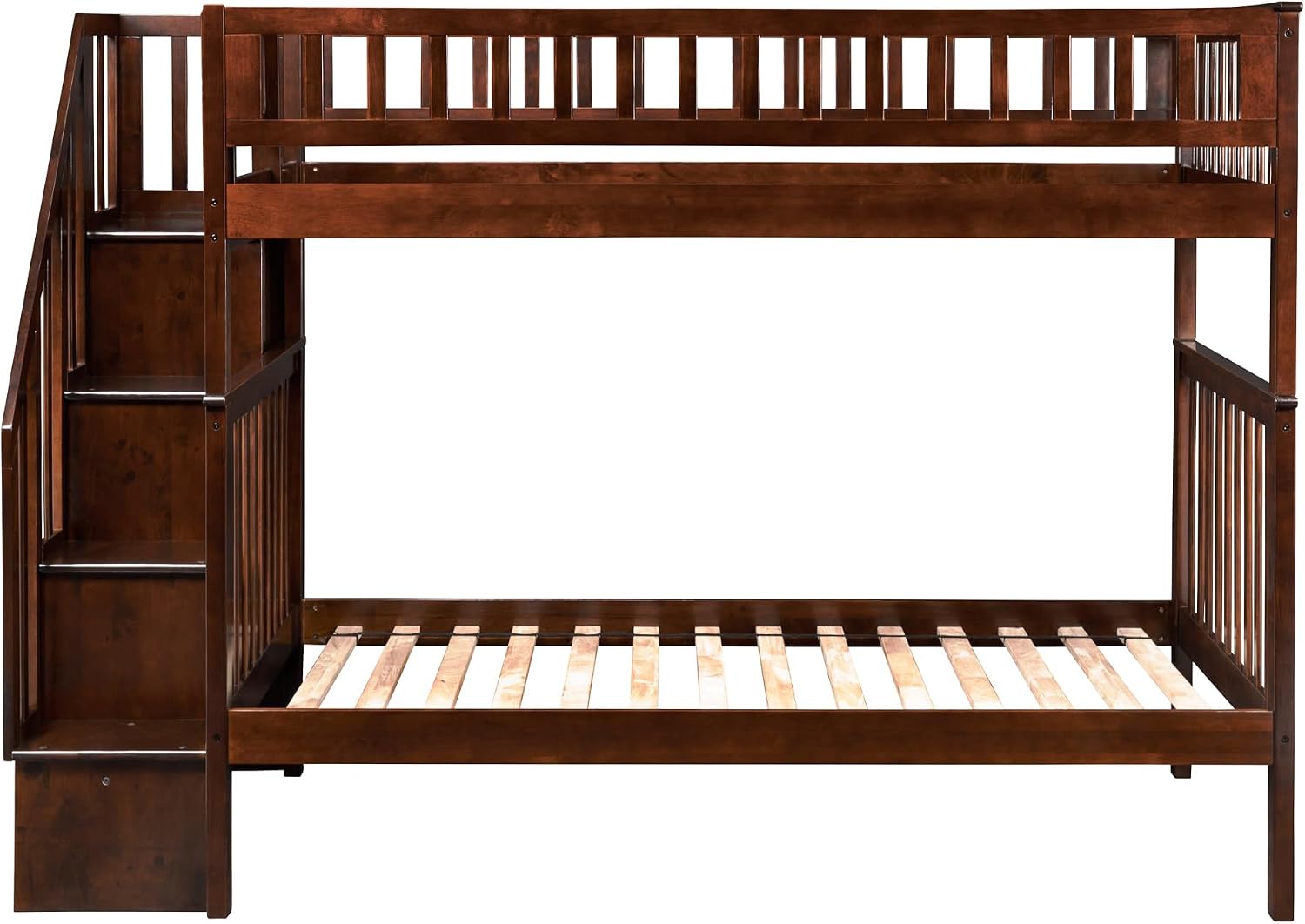 AFI, Woodland Staircase Bunk Bed Twin Over Twin, Walnut