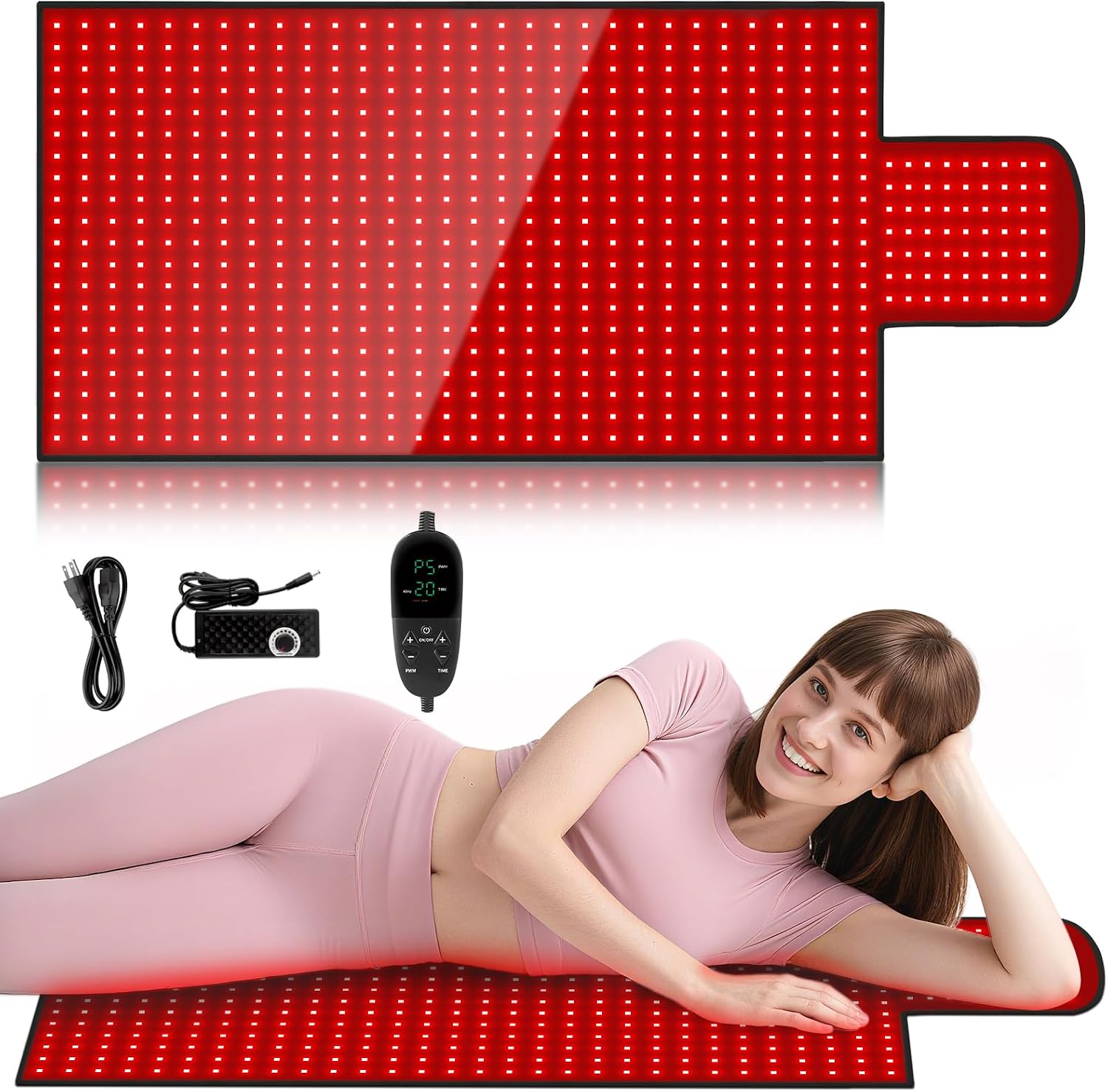 LITDUCK Body Red Light Therapy Mat, Eligible Red Light Therapy Blanket, 2in1 LEDs(660nm& 850nm), Premium Leather, Adjustable Timer & Intensity 36.3'*15.8'