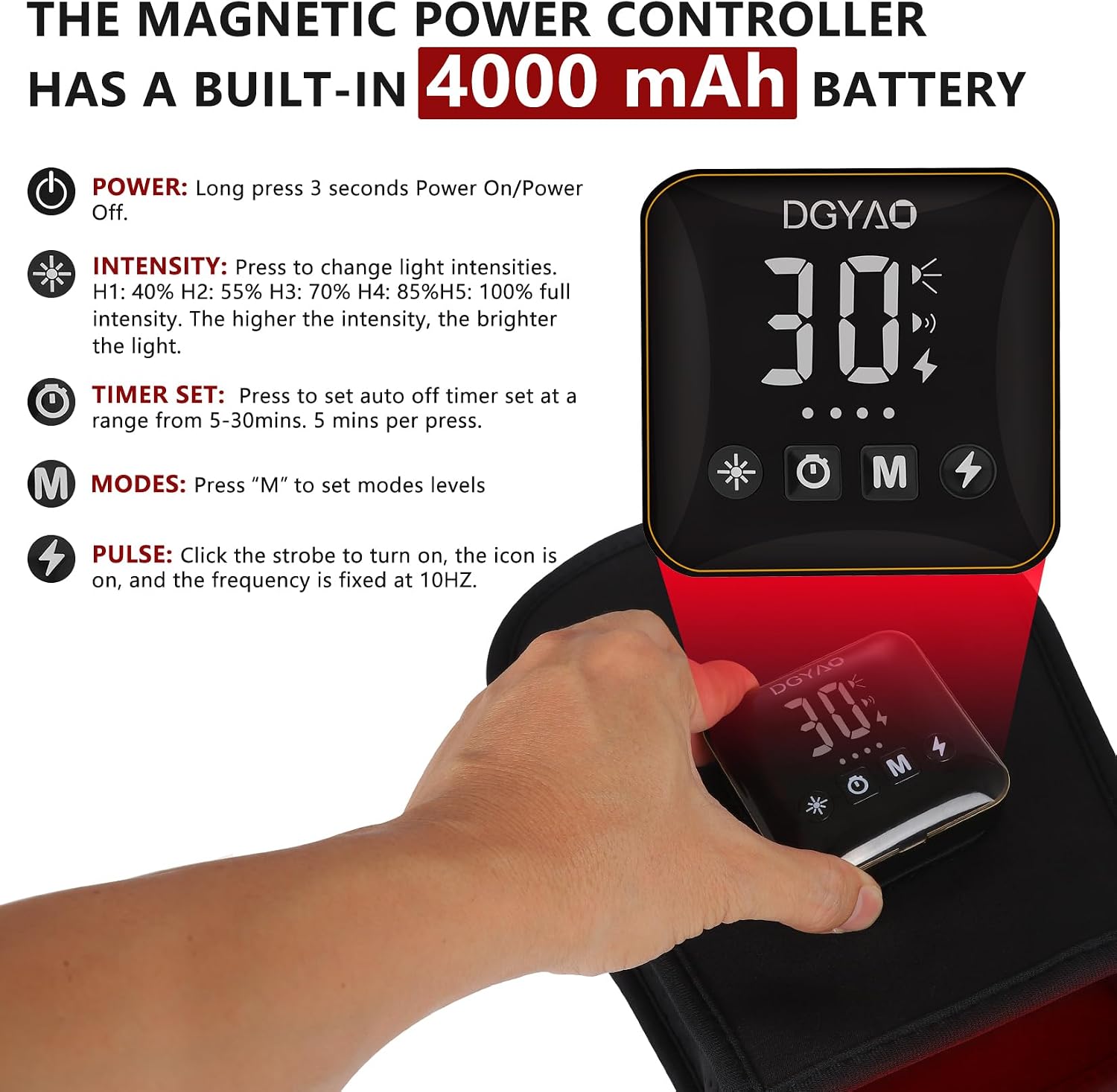 DGXINJUN Cordless Red Light Therapy for Hand Fingers Palm Pain Relief Led Portable Wireless Near Infrared Light Therapy Devices Wearable Rechargeable with 4000mAh Battery