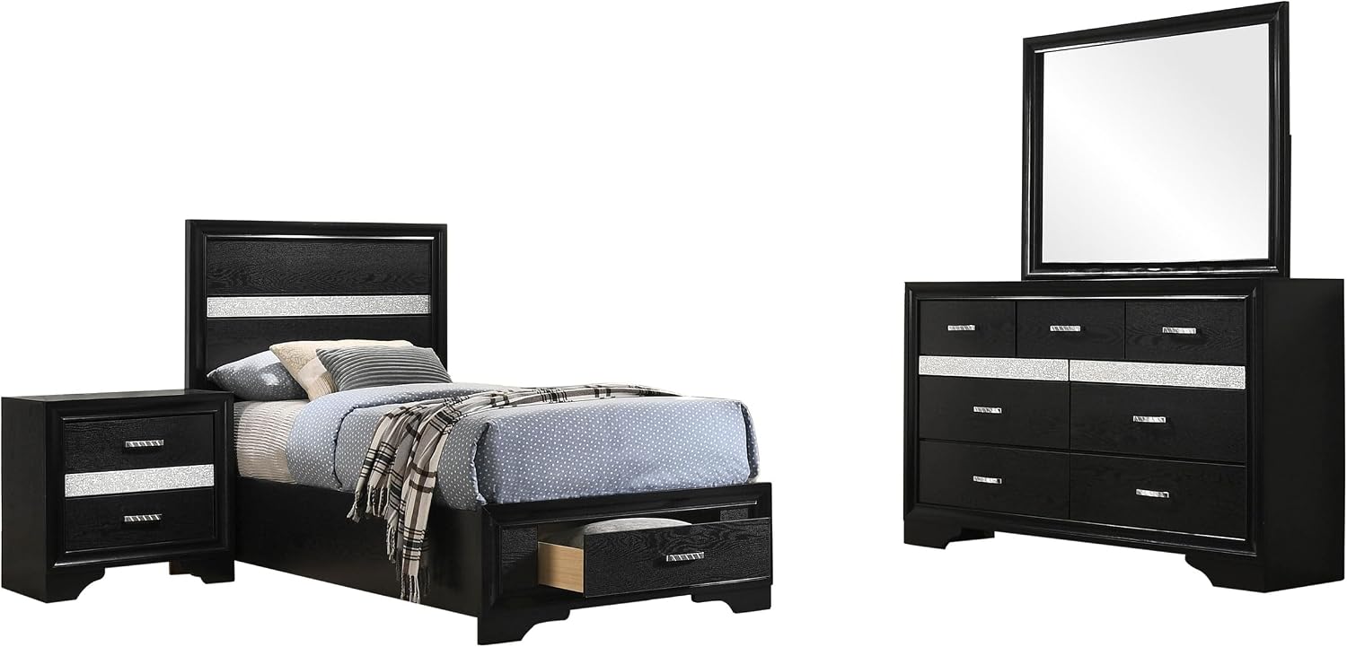 Black 4-piece Twin Bedroom Set