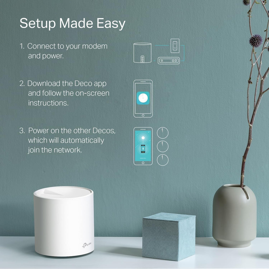 TP-Link Deco WiFi 6 Mesh System (Deco X20) - Covers up to 5800 Sq.Ft, Replaces Wireless Routers and Extenders, 3-Pack, 6 Ethernet Ports in Total, Supports Wired Backhaul, Dual-Band WiFi