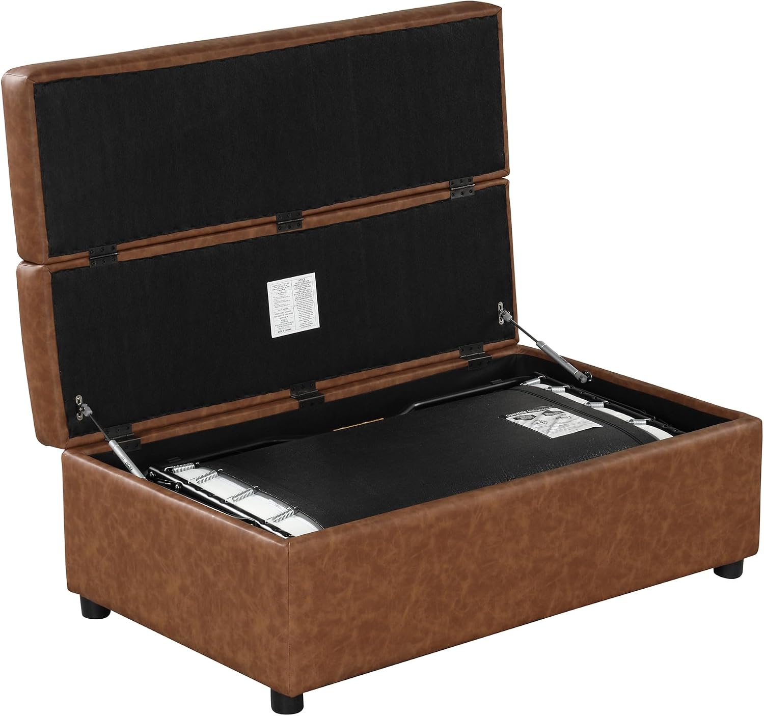 Folding Ottoman Sleeper Bed with Foldable Foam Mattress, Faux Leather Upholstered with Pull Out Bed and Steel Frame Base, Twin Size, for Living Room Bedroom Office (Brown PU)