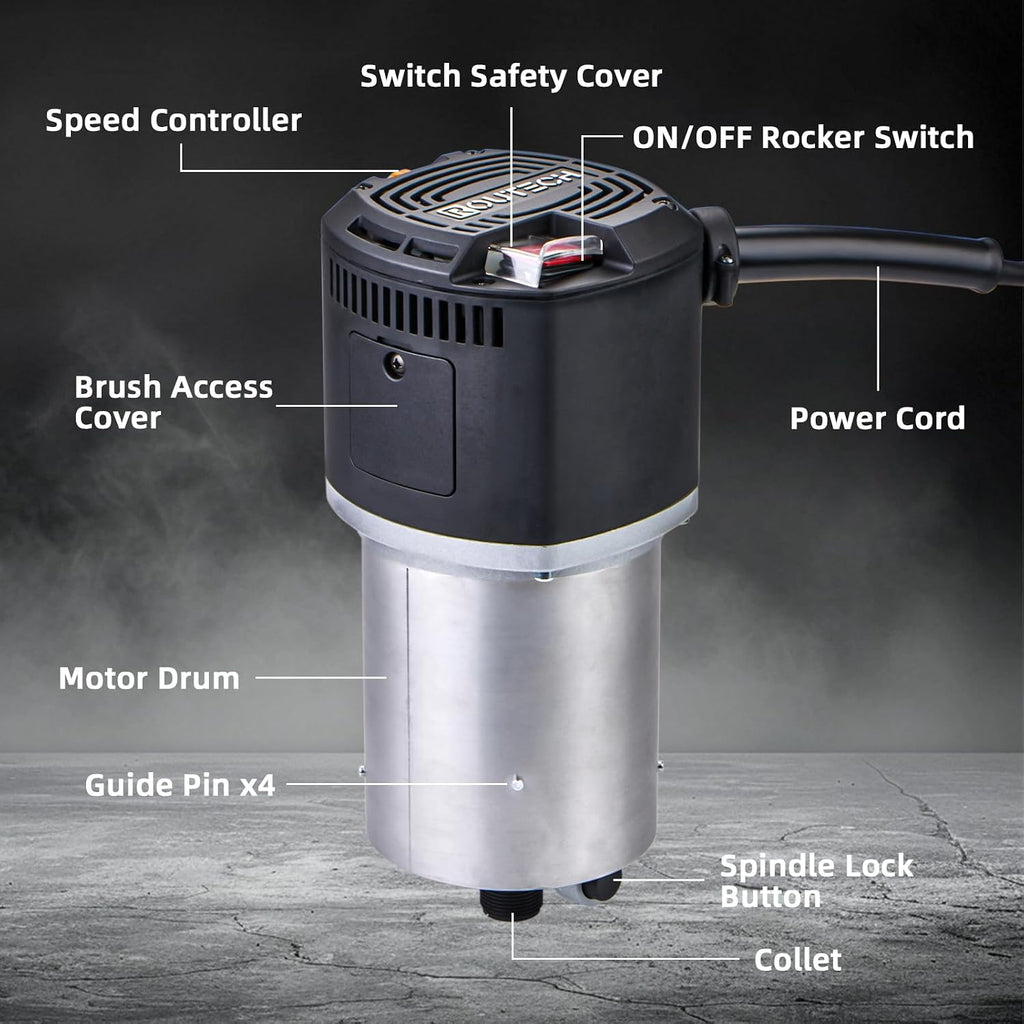 Woodworking 3.25HP Router, 2400W, 4.2' Diameter, 1/2' and 1/4' Collets, 120V60Hz, Model RT-001M (Motor)