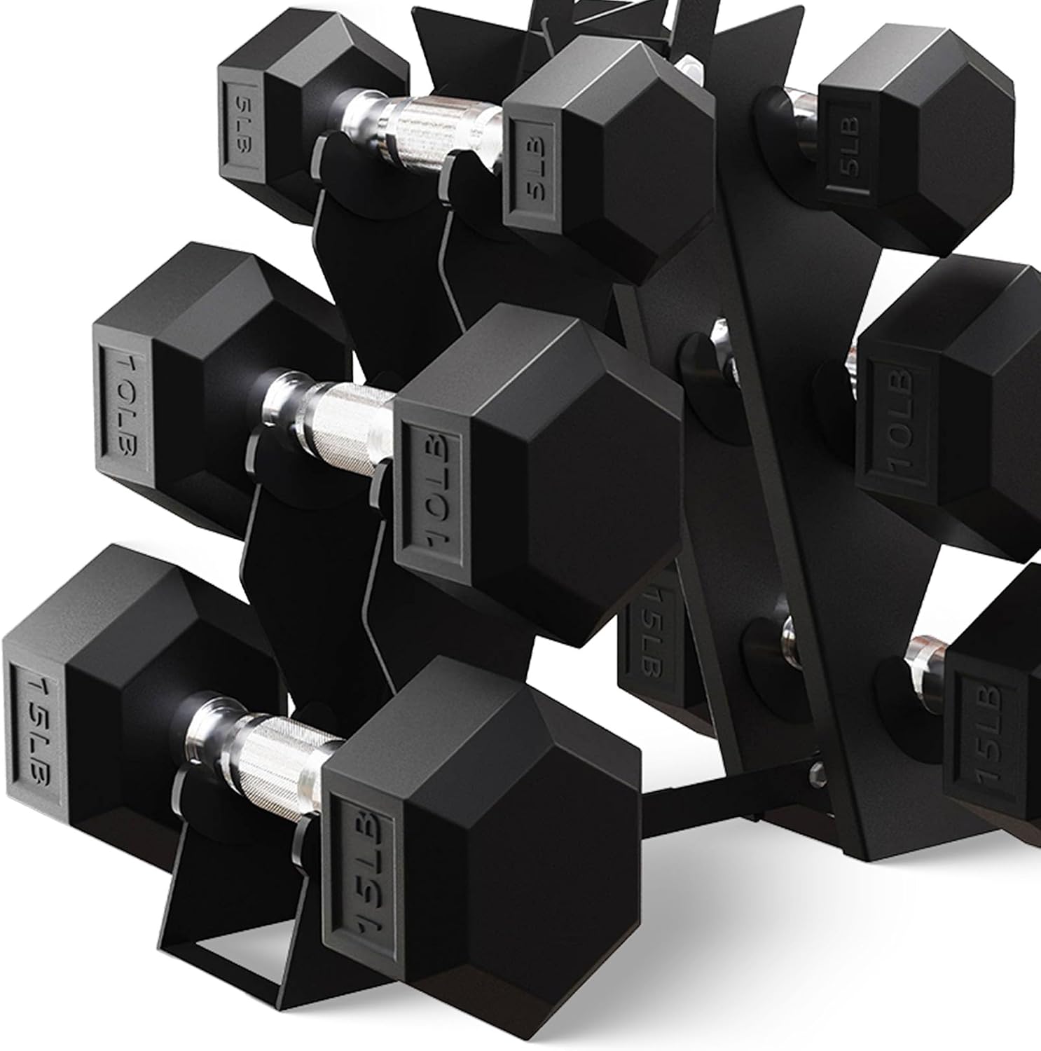 BalanceFrom Premium Rubber Encased Hex Dumbbell Sets, 46LBS Set, 60LBS Set, 100LBS Set