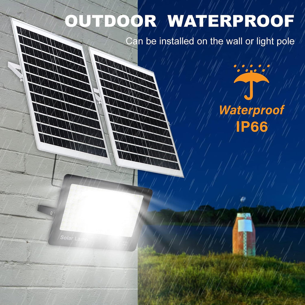 400W Solar Security Flood Lights,LED Street Light Outdoor IP66 Waterproof with Remote Control Parking Lot Lights for Yard, Garden, Swimming Pool, Pathway, Basketball Court, Arena