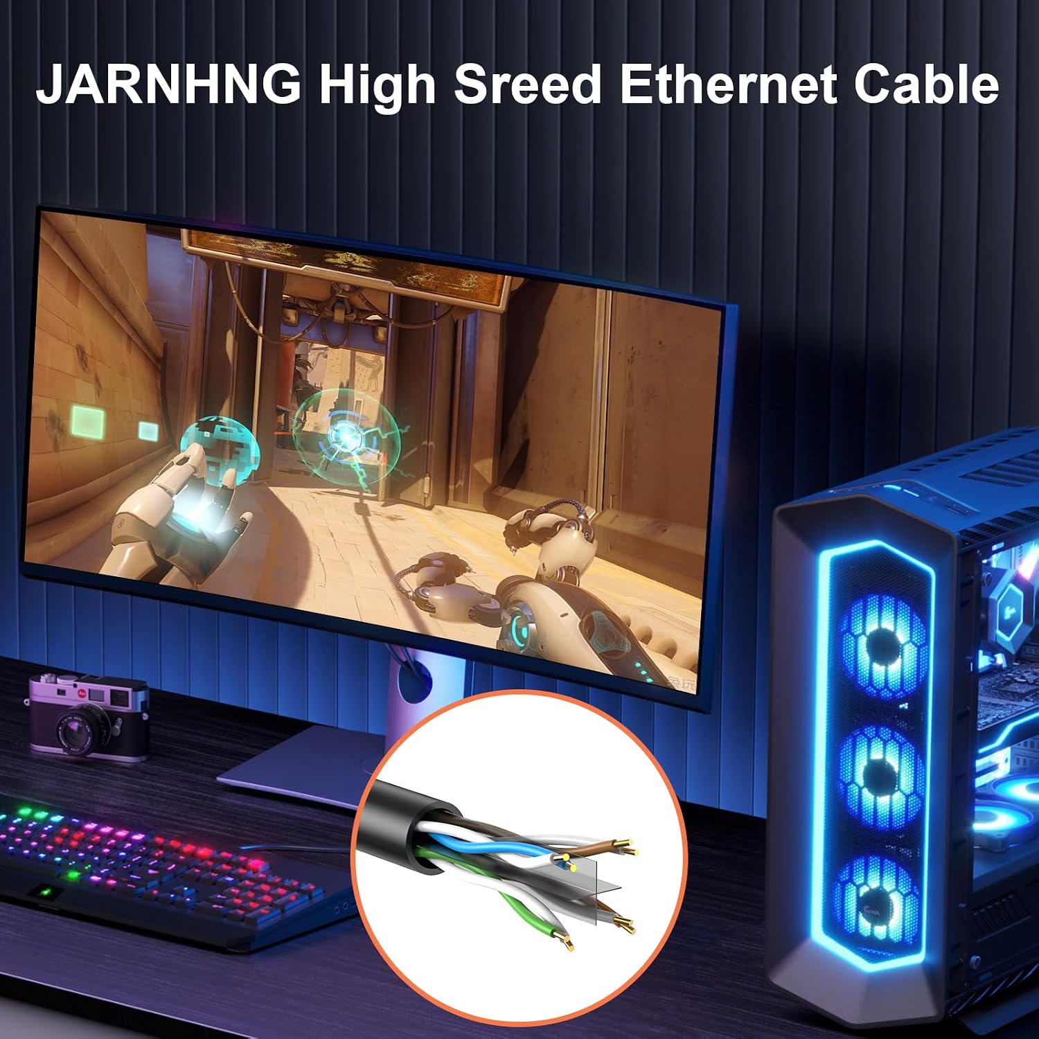 Cat6 Ethernet Cable 1500ft Bulk, Outdoor/Indoor 26AWG UTP Network Wire, 550MHz, Waterproof & UV Resistant, Direct Burial Rated, Cut-to-Length Cable for Security Cameras, Office (No Connectors)