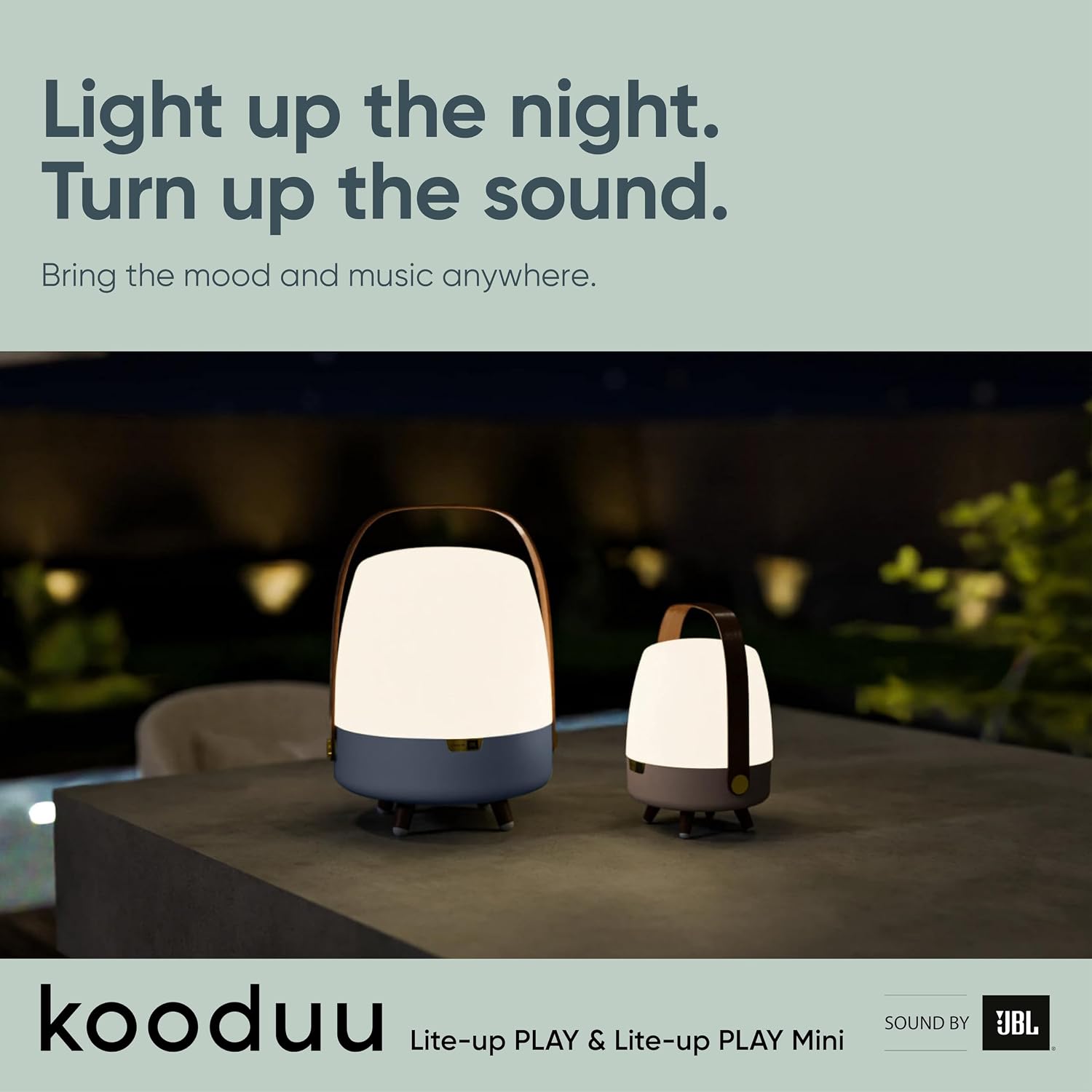Kooduu Bluetooth Speaker Lamp with Sound by JBL - Cordless, Rechargeable Speaker & Lamp for Indoor/Outdoor Use, Earth