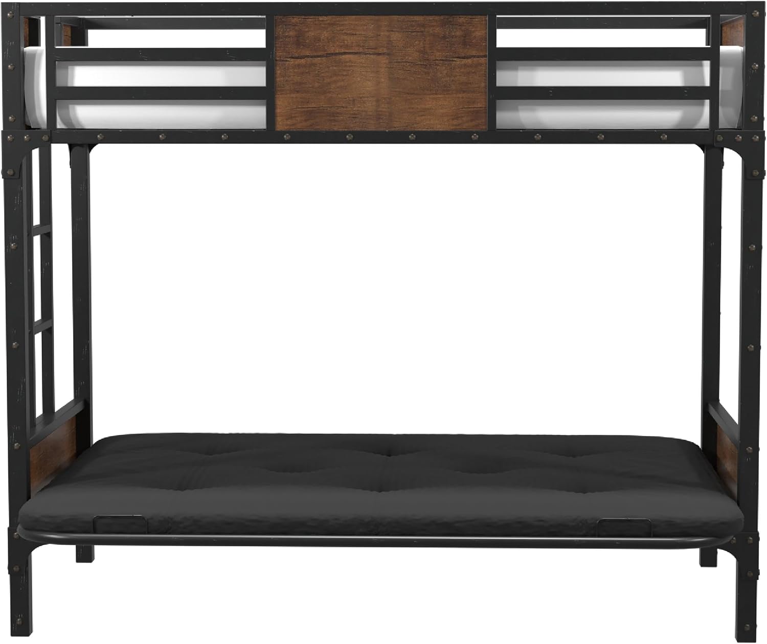 Furniture of America Baron Metal Twin Over Futon Bunk Bed in Black
