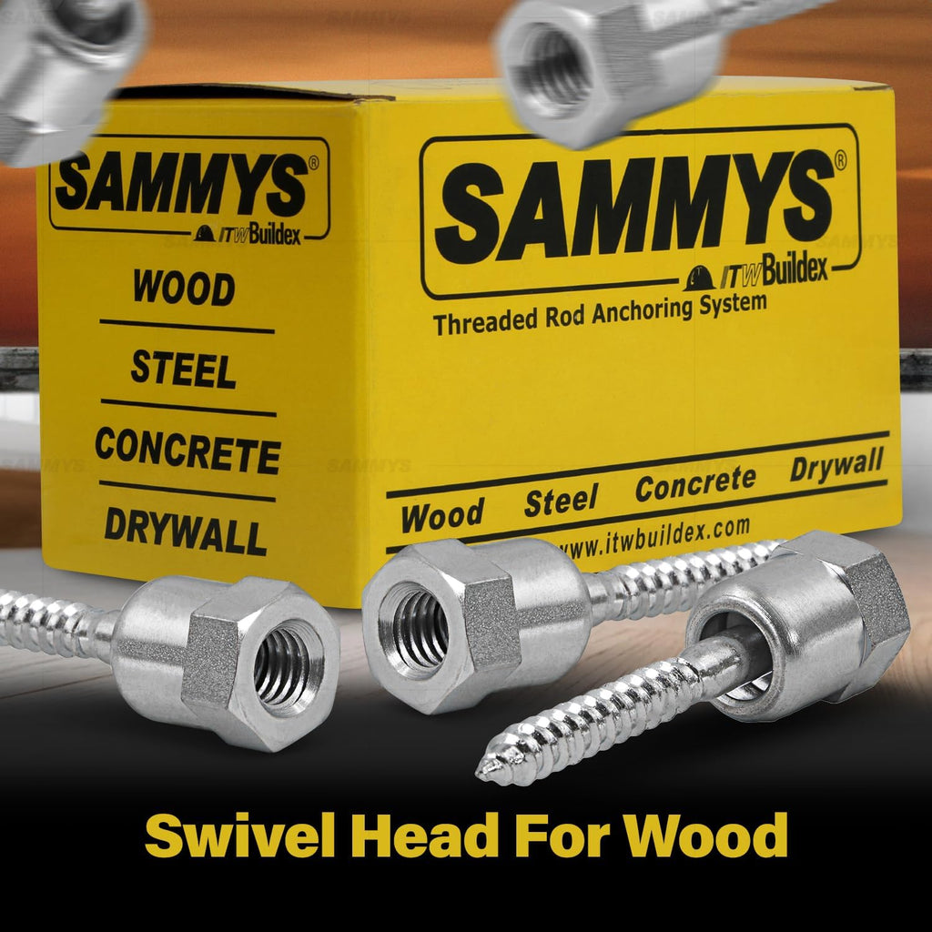 Everflow Sammys 8139957-75 SH-GST 20 3/8 Inch Screw Swivel Threaded Rod Anchor Designed for Wood, Installs 17 Deg Angle Off Vertical, Steel with Electo-Zinc, Easy Install (Pack of 75)