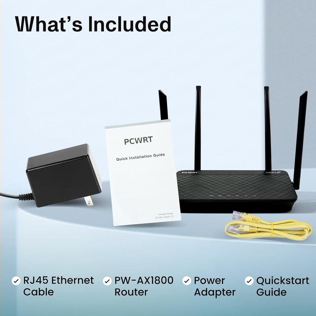 PW-AX1800 WiFi 6 Dual-Band Router with VLAN Support, OpenVPN/WireGuard/IPsec VPN Client/Server - Compatible with ExpressVPN/SurfShark etc., Parental Controls, Ad Blocking, Gigabit Ethernet