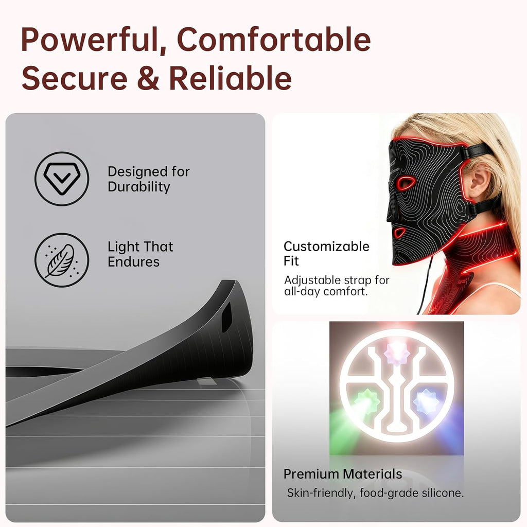 Red Light Therapy Mask For Face And Neck,850nm Near Infrared & Red Light,Rechargeable Led Face Mask For Anti-Aging, Skin Firming & Radiant Glow At Home