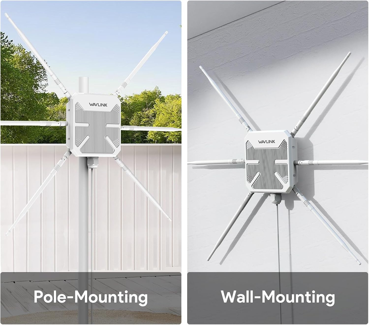 WAVLINK AX3000 Outdoor WiFi 6 Extender, 2026 Long Range Gigabit Wireless Access Point, Dual-Band, 6 x 7dBi High-Gain Antennas, Support Mesh/AP/Repeater Modes, IP67 Weatherproof, Starlink Compatible