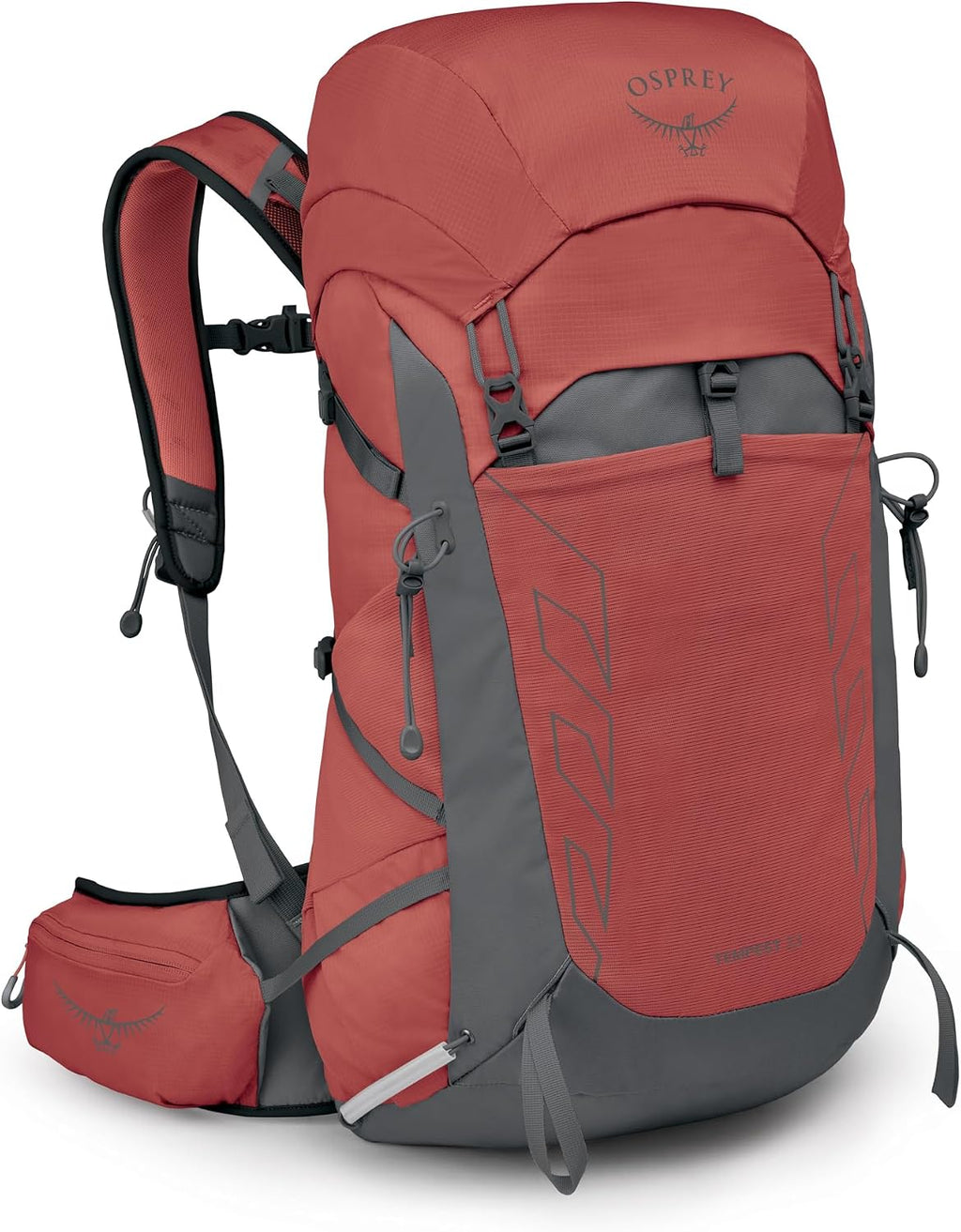 Osprey Tempest 33L Women's Lightweight Hiking Backpack - Daypack for Travel & Camping, Red Pampas/Coal Grey, Extended Fit