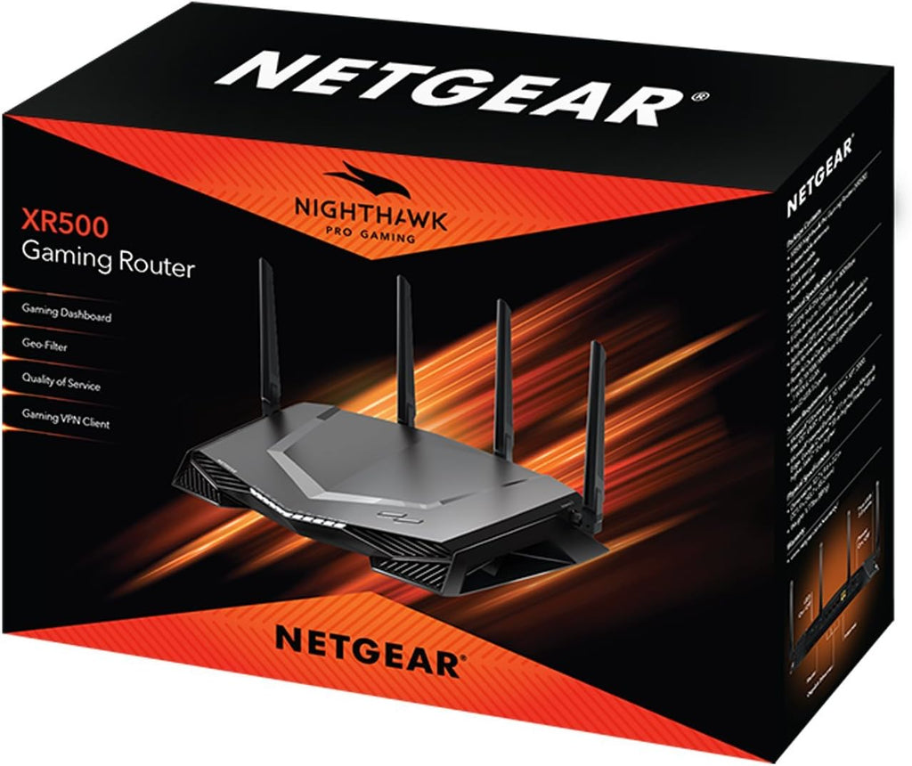 NETGEAR Nighthawk Pro Gaming XR500 Wi-Fi Router with 4 Ethernet Ports and Wireless speeds up to 2.6 Gbps, AC2600, Optimized for Low Ping
